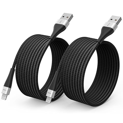 Miniatura 10 de Cable de carga extra largo para iPhone de 15 pies, cable USB A a Lightning certificado MFi de Apple, cable trenzado de carga rápida compatible con