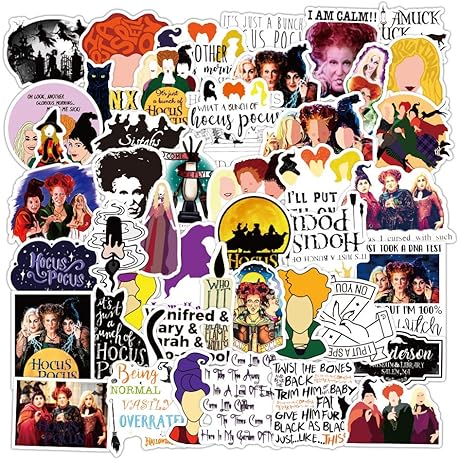 50Pcs Halloween Witch Old Hag Hocus Pocus Stickers