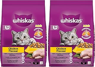 Whiskas Adult (1+ Years) Dry Cat Food, Chicken Flavour, 1.2 kg, Contains 41 Essential Nutrients, Complete &amp; Balanced Nutri...