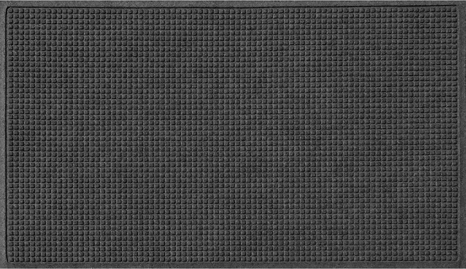 Bungalow Flooring Waterhog Door Mat, 4' x 6' Made in USA, Durable and Decorative Floor Covering, Skid Resistant, Indoor/Outdoor, Water-Trapping, Squares Collection, Charcoal