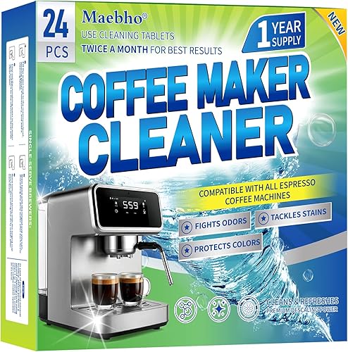 Tabletas limpiadoras y descalcificadoras para cafetera, 24 unidades para Keurig, Ninja, Breville, Delonghi, Miele, Jura y más, las tabletas de