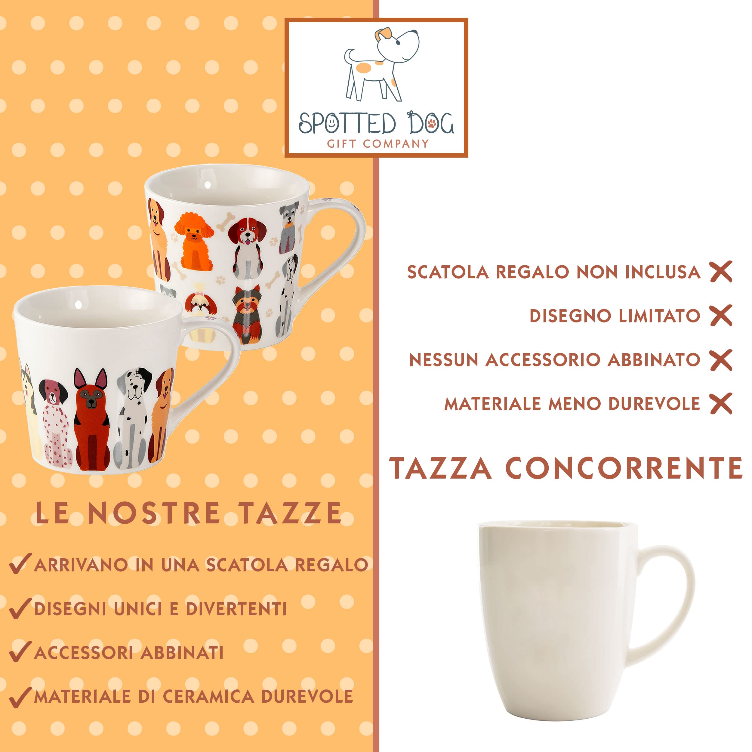 SPOTTED DOG GIFT COMPANY Set di Tazze da Caffè con Cani, Set di Tazze Grandi, Tazze Colazione da Caffè Tè in Ceramica con Carino Cani, 2 Pezzi, Regalo per Donne Uomini
