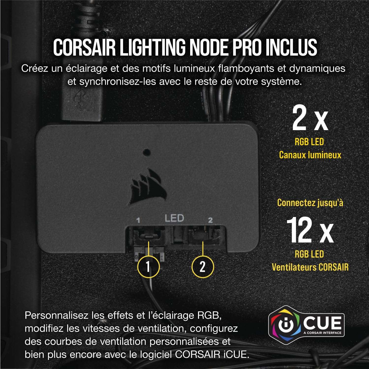 Corsair LL120 RGB, Ventilateur de Boitier Dual Light Loop RGB LED PWM 120mm avec Lighting Node et Hub (Triple Pack)