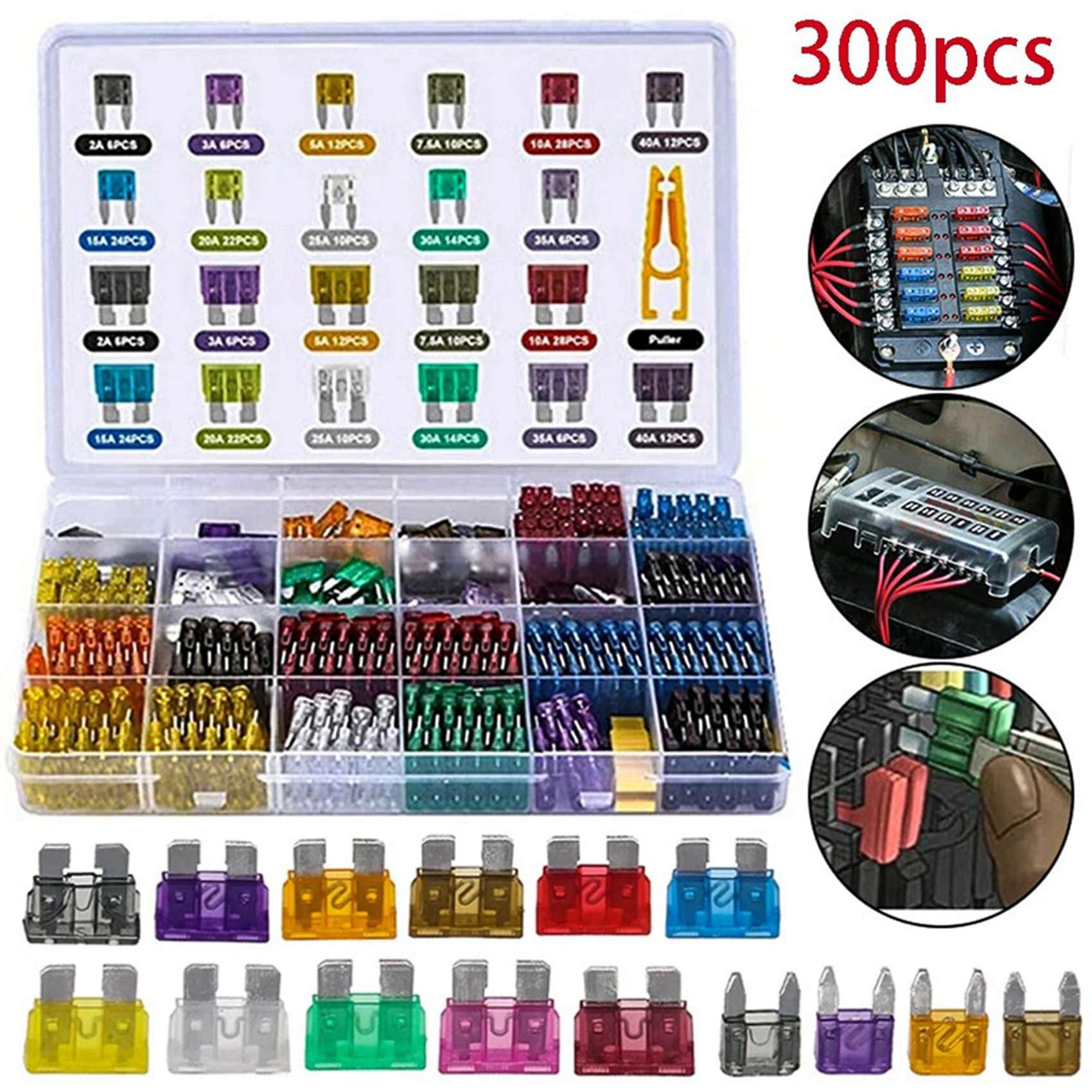 Kit Surtido de 1800 Fusibles de Cuchilla para Automóvil, Fusibles Medianos y Pequeños para Automóvil, Camión, Motocicleta, Circuito Mixto con Caja