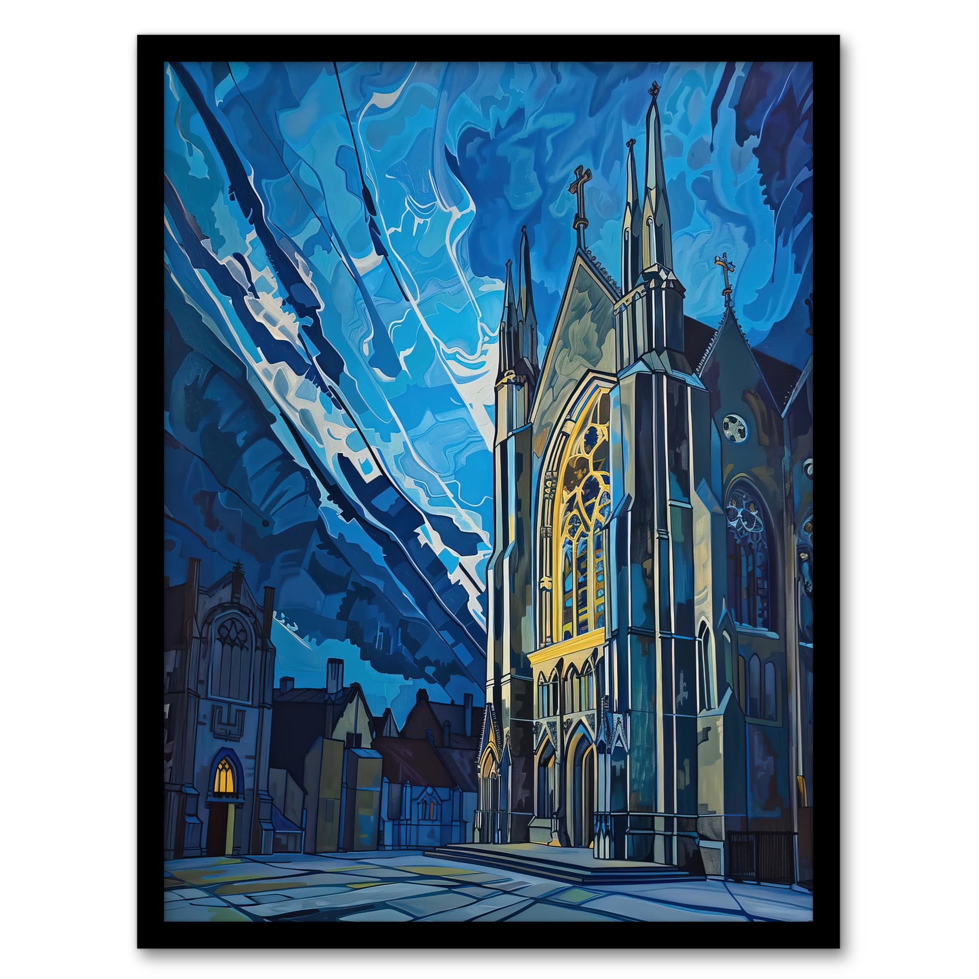 Artery8 York Minster Cathedral Night Concept Art Church Living Room Artwork Framed Wall Art Print A4