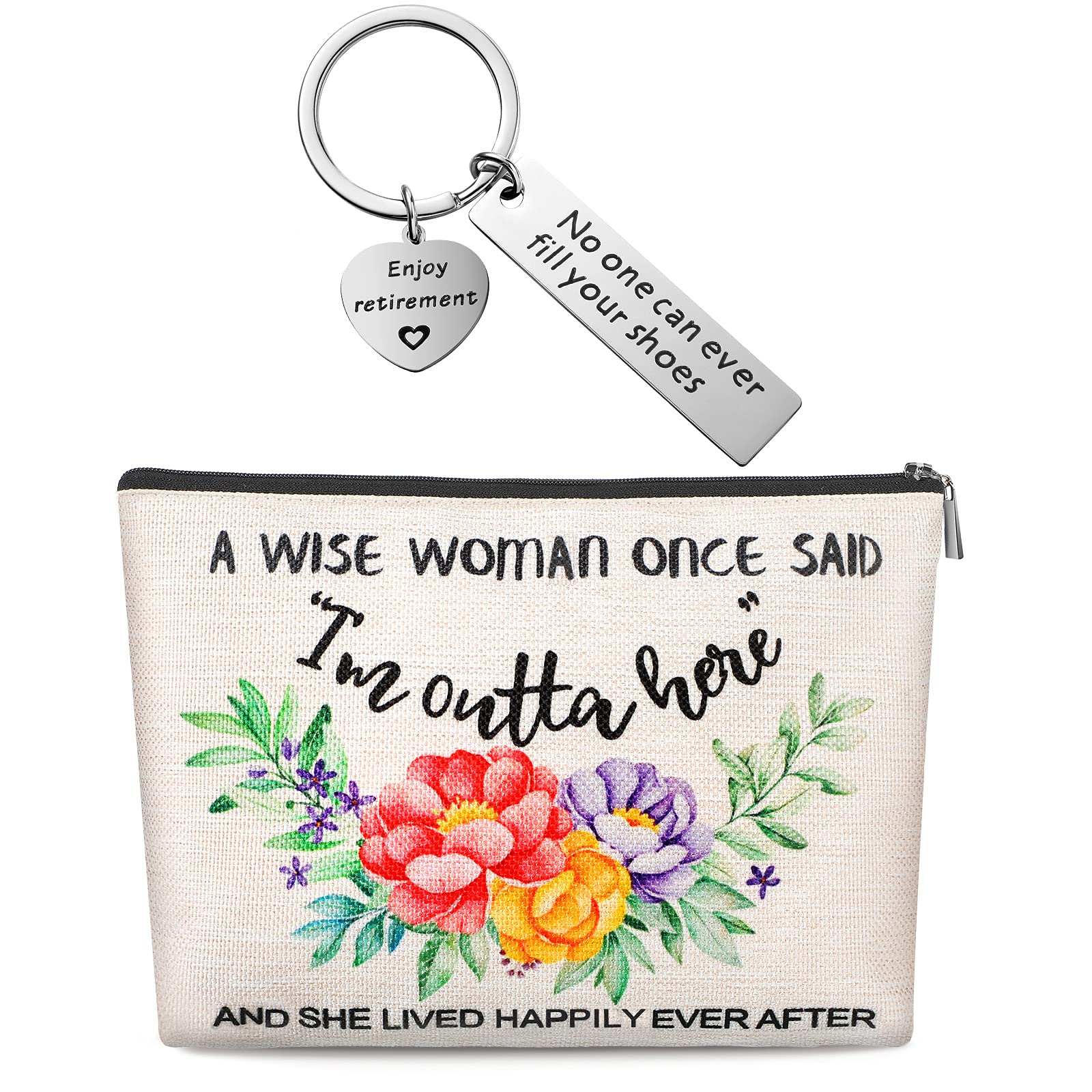 Weewooday Retirement Gift for Teacher Makeup Bag Keychain for Wife Mom Grandma Woman Coworker Teacher Appreciation Gift(Chic)