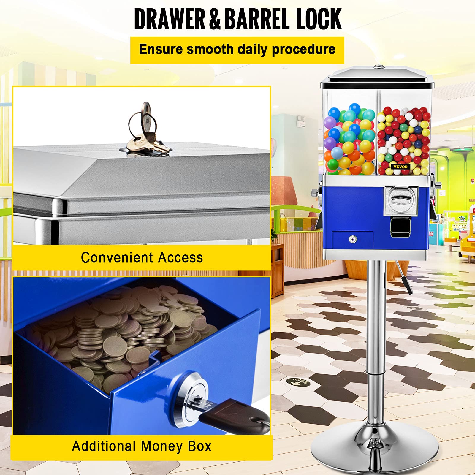 VEVOR Vending Machine with Stand, Blue Quarter Candy Dispenser