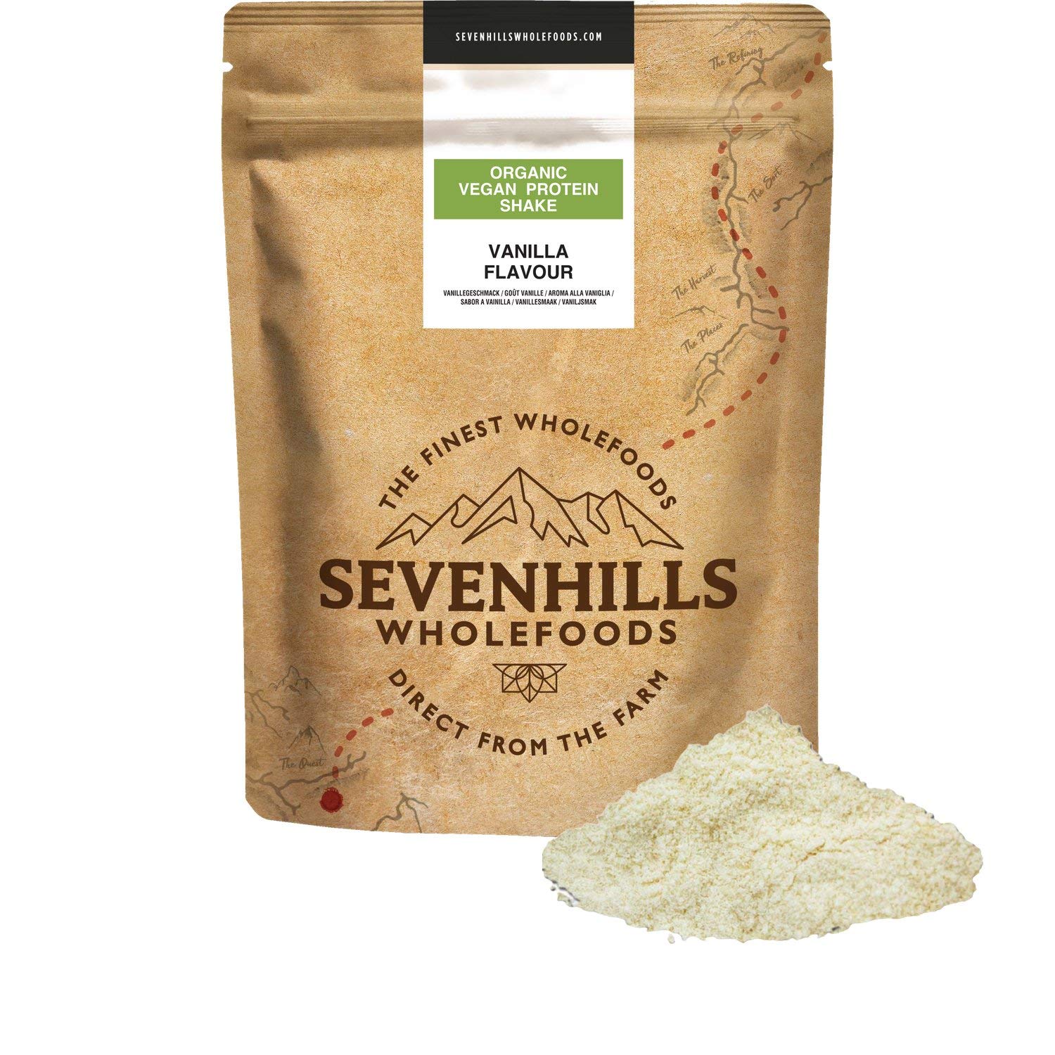 Sevenhills Wholefoods Organic Vegan Protein Powder Shake, Vanilla 500g