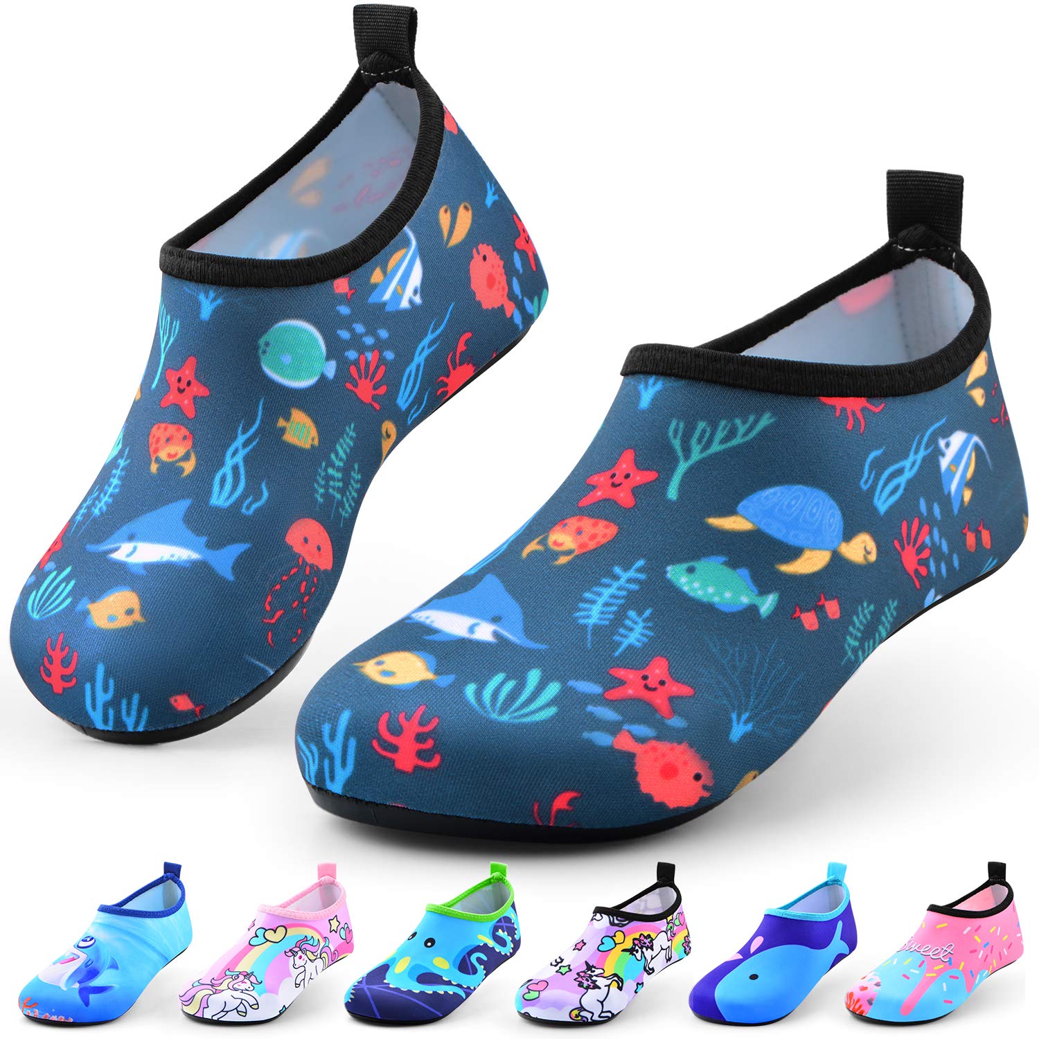 Sunnywoo Water Shoes for Kids Girls Boys，Toddler Kids Swim Water Shoes Quick Dry Non-Slip Water Skin Barefoot Sports Shoes Aqua Socks for Beach Outdoor Sports