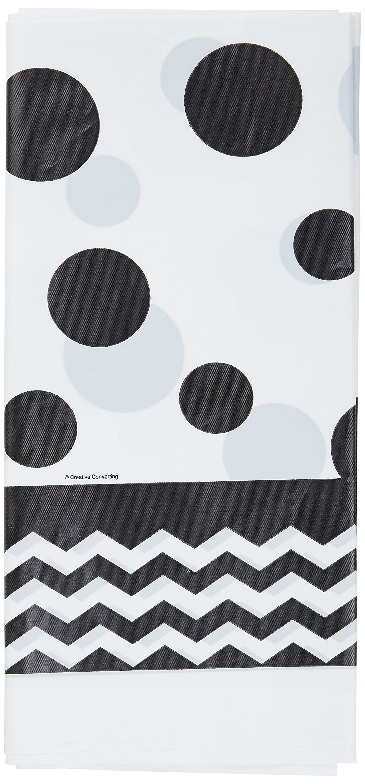 Creative Converting Chevron & Polka Dots Celebrations Plastic Tablecover, 54 by 108