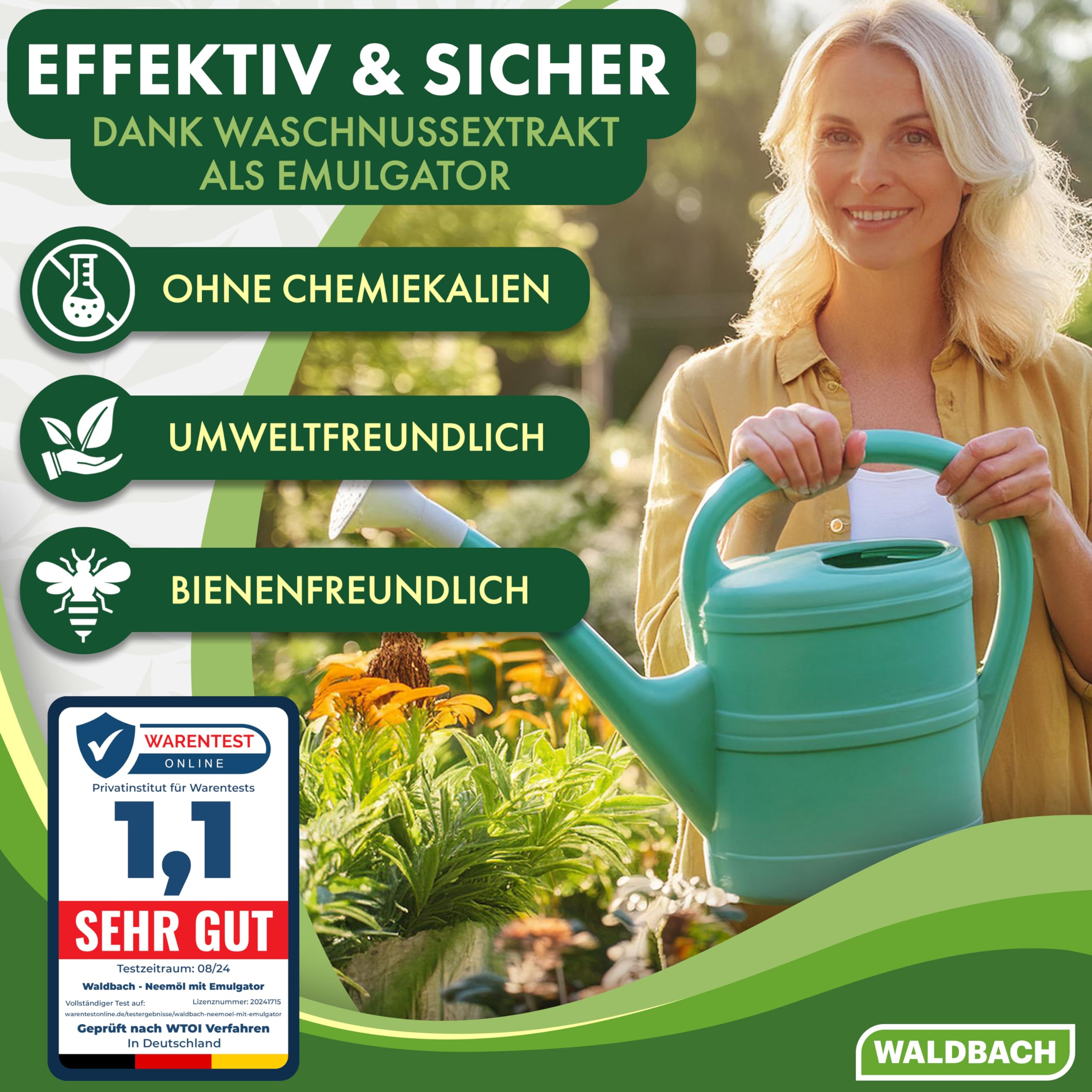 Huile de neem avec émulsifiant [500 ml] – Huile de neem naturelle pour plantes avec flacon pulvérisateur et verre doseur – 50 litres de mélange prêt à pulvériser – Entretien efficace des