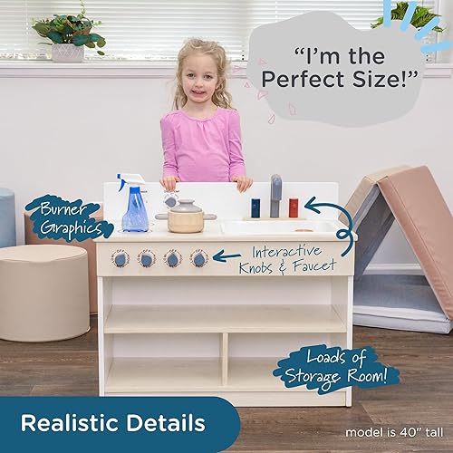 Miniatura 4 de Angeles, AG1092, cocina combinada para niños pequeños, blanco, muebles de guardería para niños, guardería y sala de juegos, actividades de