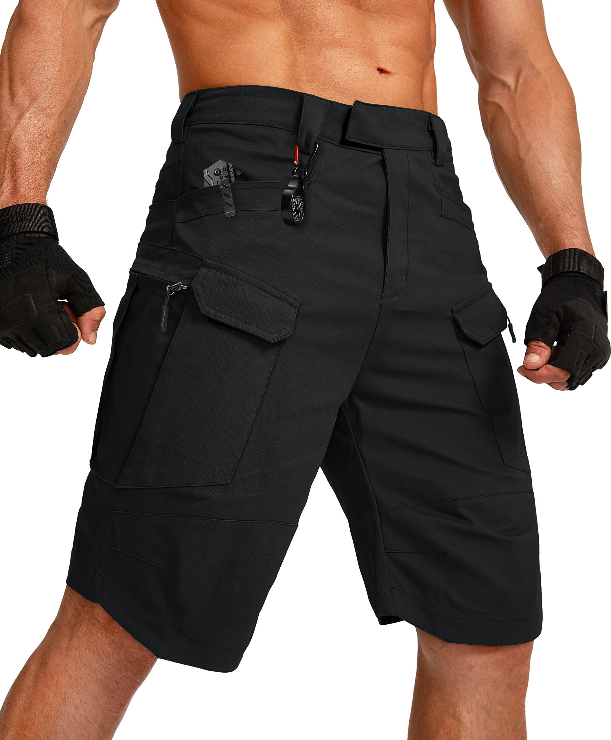 Photo 1 of ***tan***Griopex Men's Tactical Cargo Shorts Multi Pockets Work Hiking Shorts for Men Durable Outdoor Camping Travel Fishing Casual Small Black
