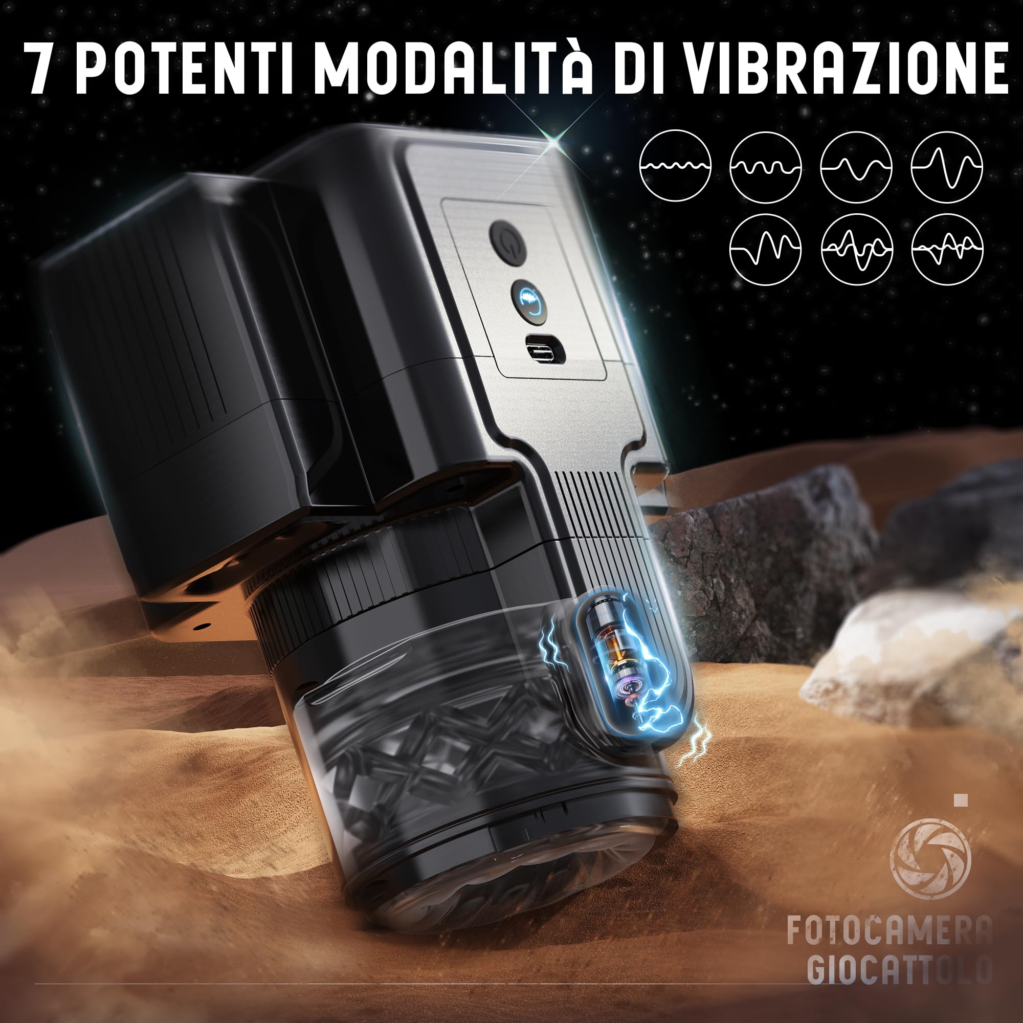 Glanvoo Masturbtore per Uomini Sex Toys, Masturbatore Maschile Automatico con 7 funzioni telescopiche e rotanti 7 modalità di vibrazione, Masturbatori Sex Toysper per Uomini, Nero