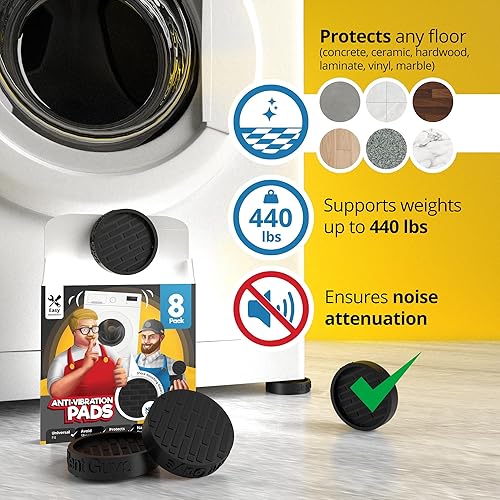 Miniatura 17 de Silent Guys - Almohadillas antivibración para lavadora – 4 almohadillas antivibración para lavadora, almohadillas antivibratorias, almohadillas