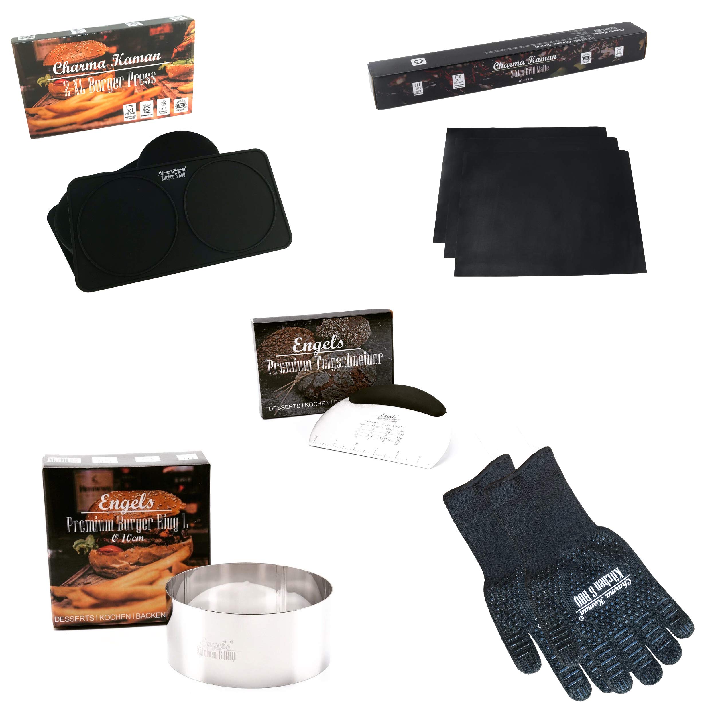 Charma Kaman Das Beste Premium Set Burger / Anneaux à Dessert 1 Set (4 L Burger Maker Set En Acier Inoxydable
