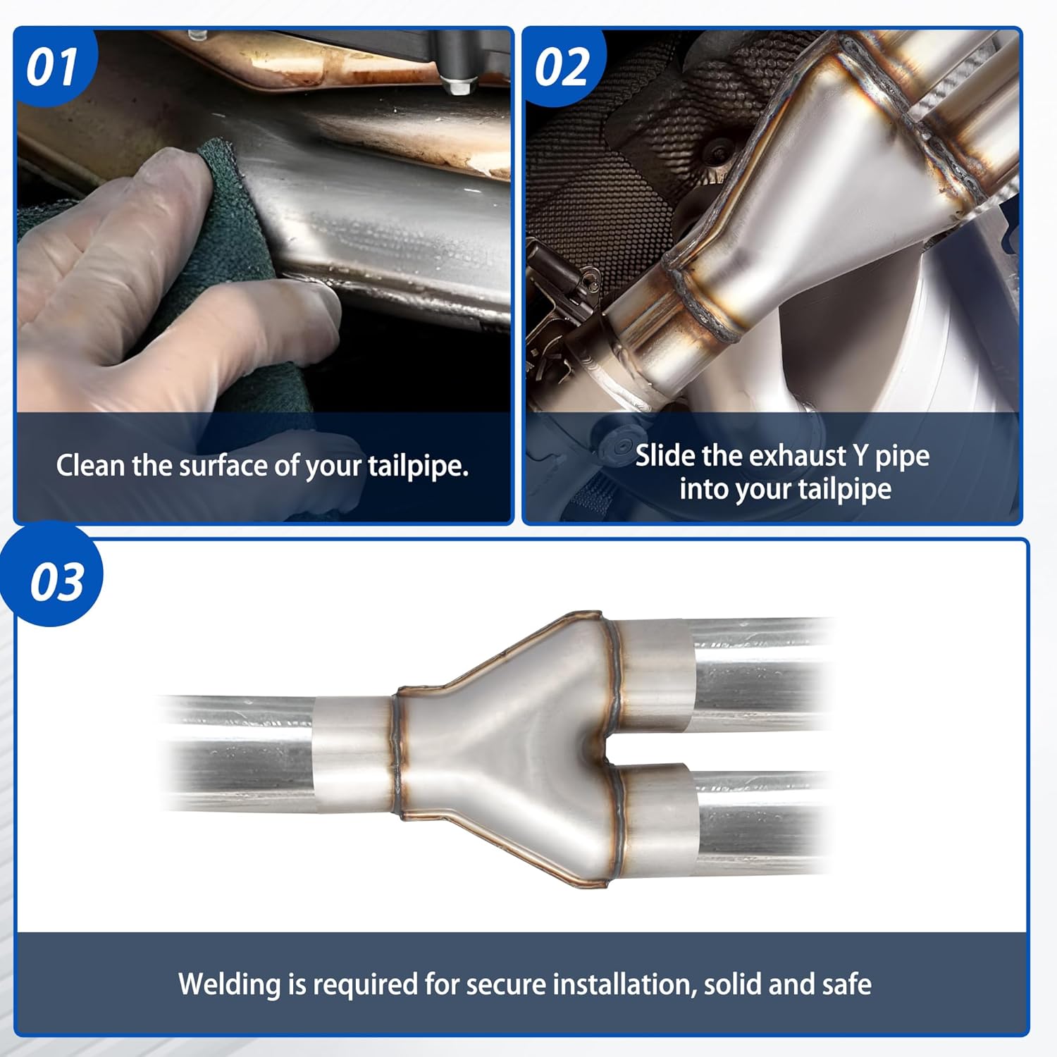 2.5" Exhaust Y Pipe, Stainless Steel Universal Diesel Y-Pipe, Universal 2.5" Single to 2.25" Dual Exhaust Connector, 10"/254mm Overall Length Y-Shape Exhaust Pipe