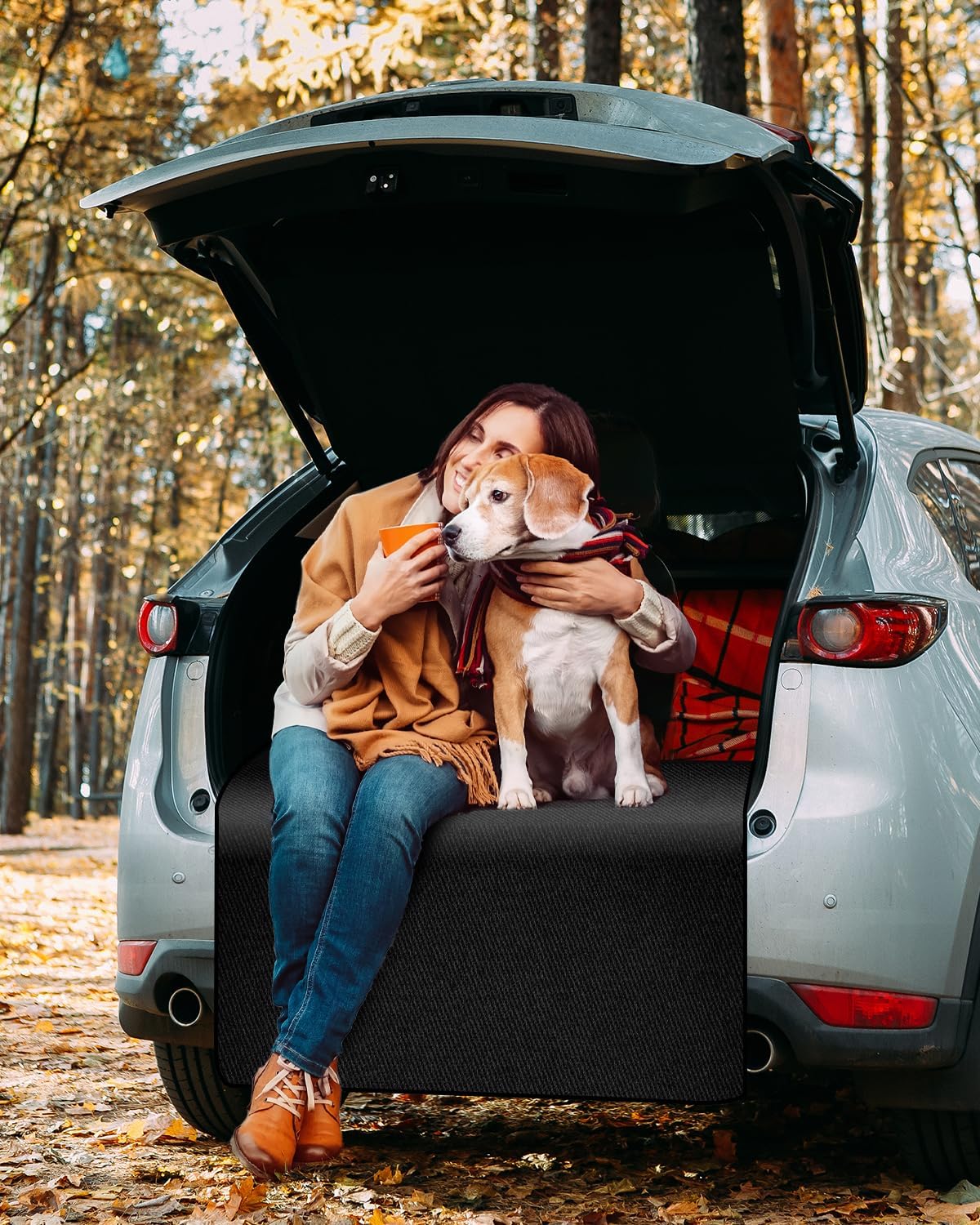 Protection Coffre de Voiture Chien Universelle, Couverture Chien Auto Imperméable, Vert Foncé