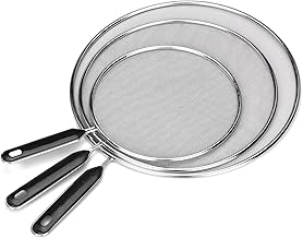 HATANSE 3 Pièces Protection Anti-éclaboussures Couvercle Anti Projection en Acier Inoxydable avec Poignée Projection Cuisine 19cm 25cm 29cm pour Une Variété de Poêles à Frire