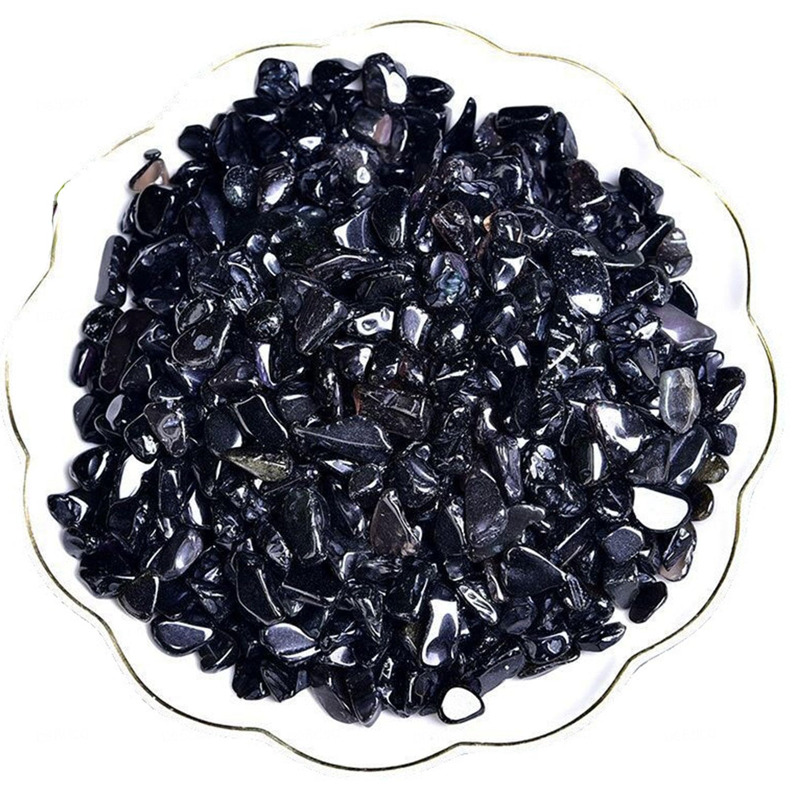 2.2lb/1kg Piedra Triturada de Virutas Caídas a Granel | Pequeñas Piedras Pulidas de Obsidiana Negra Natural | Cristal Curativo de Energía | Regalos | Reiki | Decoración del Hogar,7-9mm