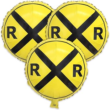 Havercamp Railroad Party Balloons 3 Pcs.! 3 Round Mylars are great for Train Themed Events, Kids Birthday Party, Train Collectors, Retirement Party, Fathers Day, Graduations.
