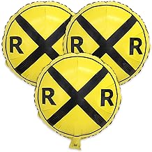 Havercamp Railroad Party Balloons (3 Pcs.)! 3 Round Mylars are great for Train Themed Events, Kid's Birthday Party, Train Collectors, Retirement Party, Father's Day, Graduations.