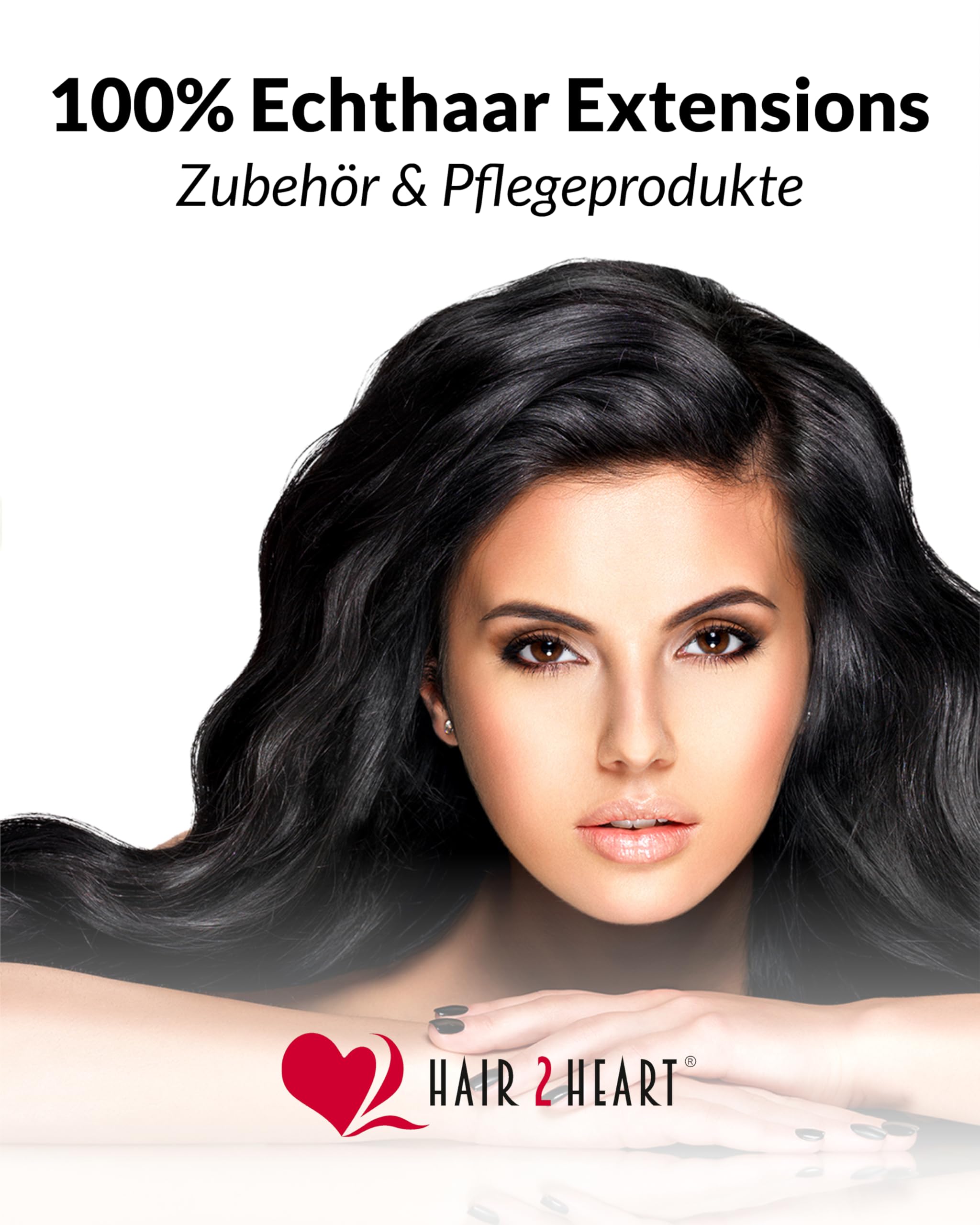 hair2heart Extensions Echthaar Bondings Glatt - 200 Strähnen 0.5g 40cm Schwarz