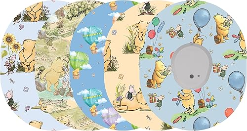 Glucomart Parches adhesivos para Dexcom G7 Premium CGM Tape 5-Pack de 5 parches impermeables hipoalergénicos CGM parche (Vintage Pooh)