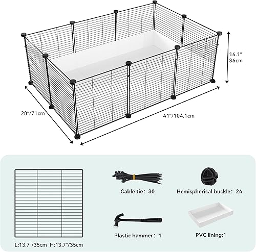 Miniatura 3 de YITAHOME Jaula de conejillo de indias, jaula para animales pequeños de C&C para interiores con forro de plástico impermeable, corralito de juego de