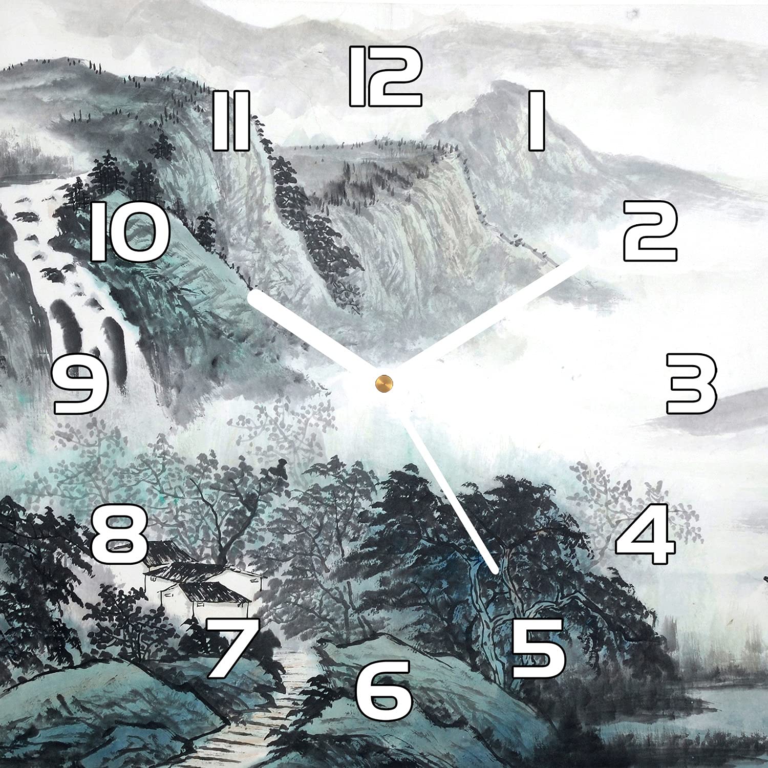 Horloge en verre moderne salon et cuisine grande pendule murale cascade asiatique