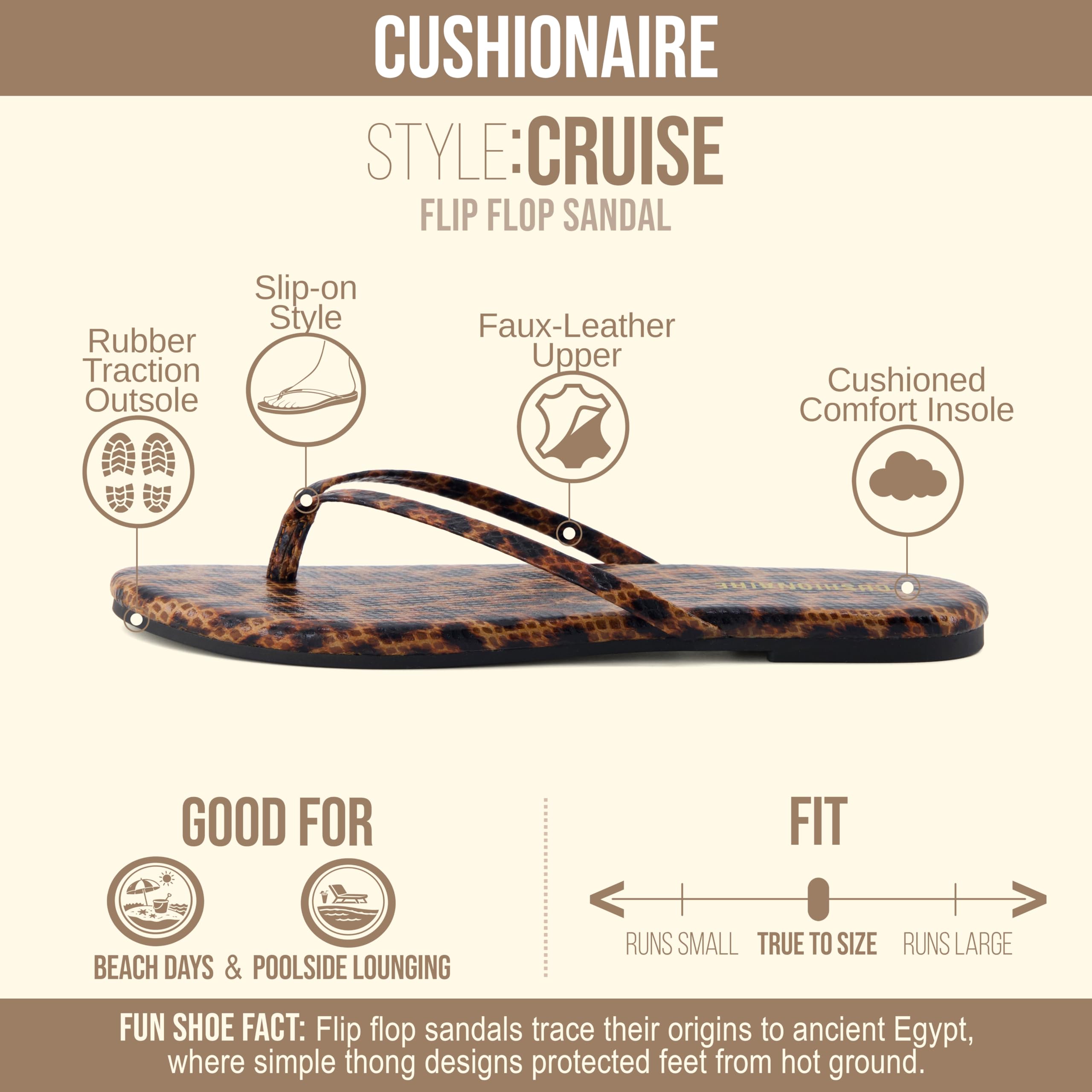 CUSHIONAIRE Chanclas Cruise para mujer, esenciales para vacaciones y playa, sandalias casuales de verano para mujer con ancho ancho