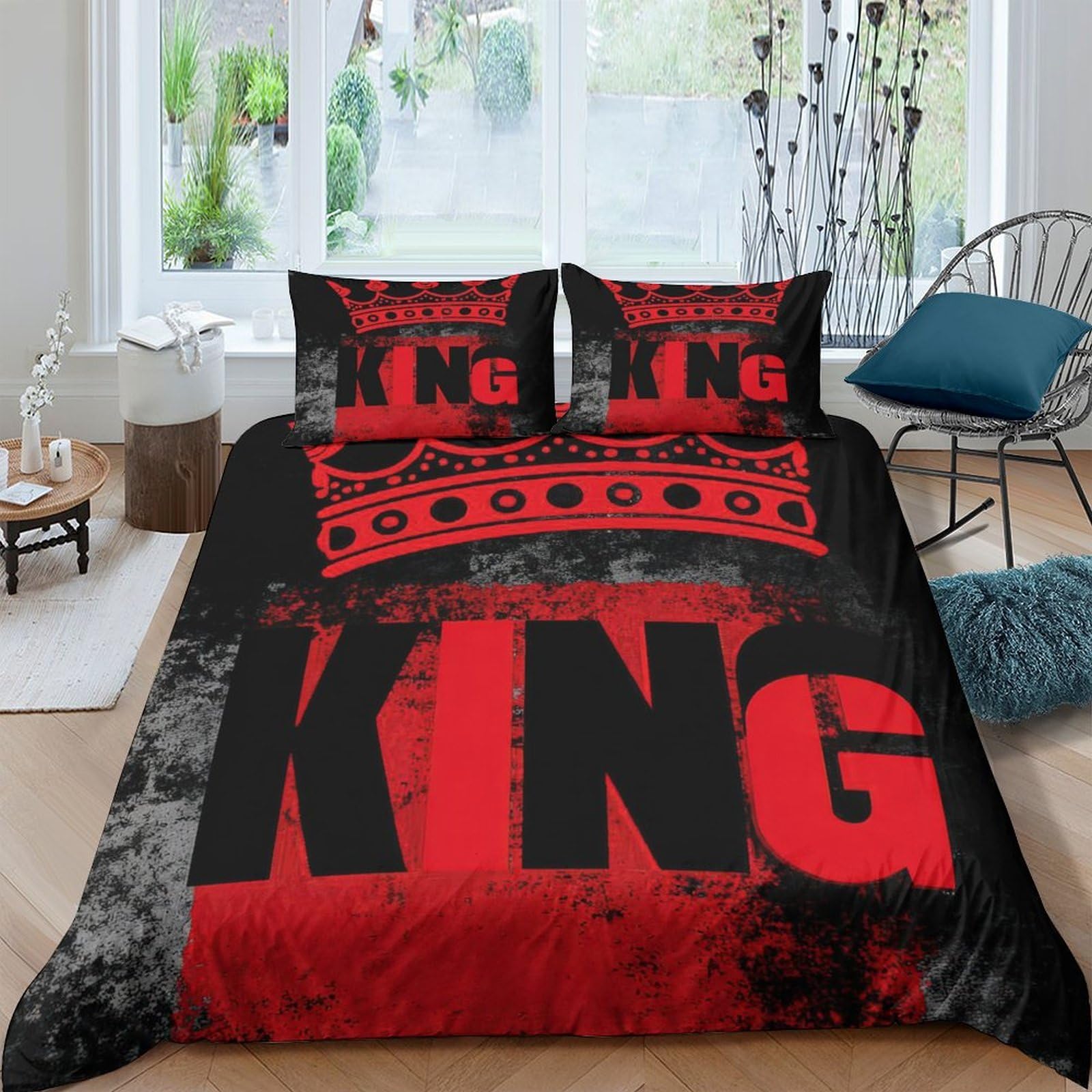 Ctjqhvkz Style-5 3D Printed Crown King Fitted Sheet Microfiber Red Black Bed Cover For Bedroom Guest Room Dorm Easy Care Single（135X200cm）
