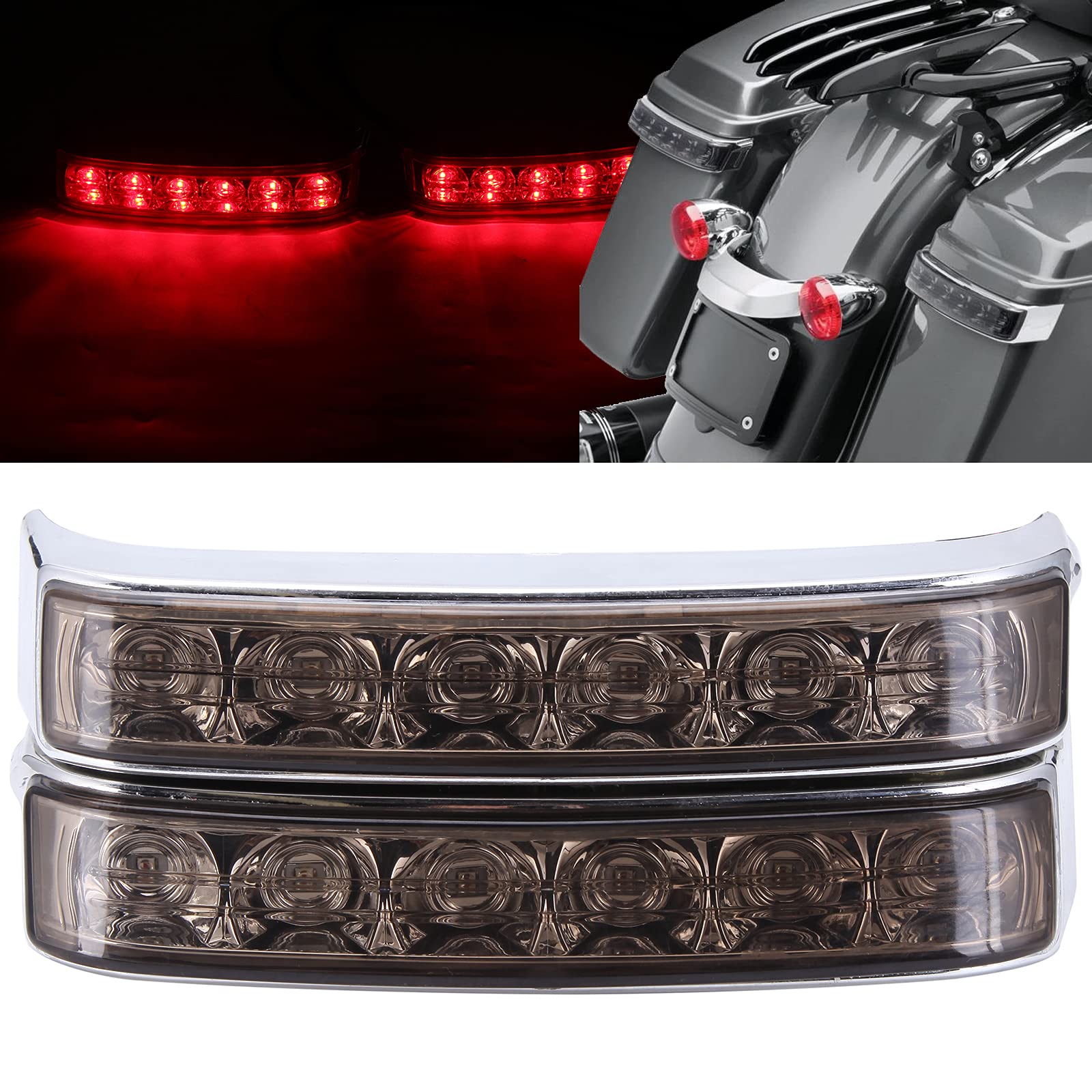 2PCS LED Saddlebag Motorcycle Tail Lights with Brake Light Running Turn Signal Lights Compatible With 2014-2020 Harley Touring Street Road Glide Electra Ultra Classic Ultra Limited CVO