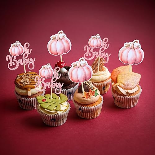 Miniatura 19 de 24 adornos de calabaza para cupcakes con purpurina para otoño, hojas, flores, calabaza, cupcakes, decoración de pasteles para Halloween, decoración