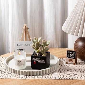 Round Bathroom Tray Silicone Kitchen Counter Decor Vanity Organizer Decorative Coffee Table Tray for Perfume, Candle, Soap Dish, 9 Inch, Beige