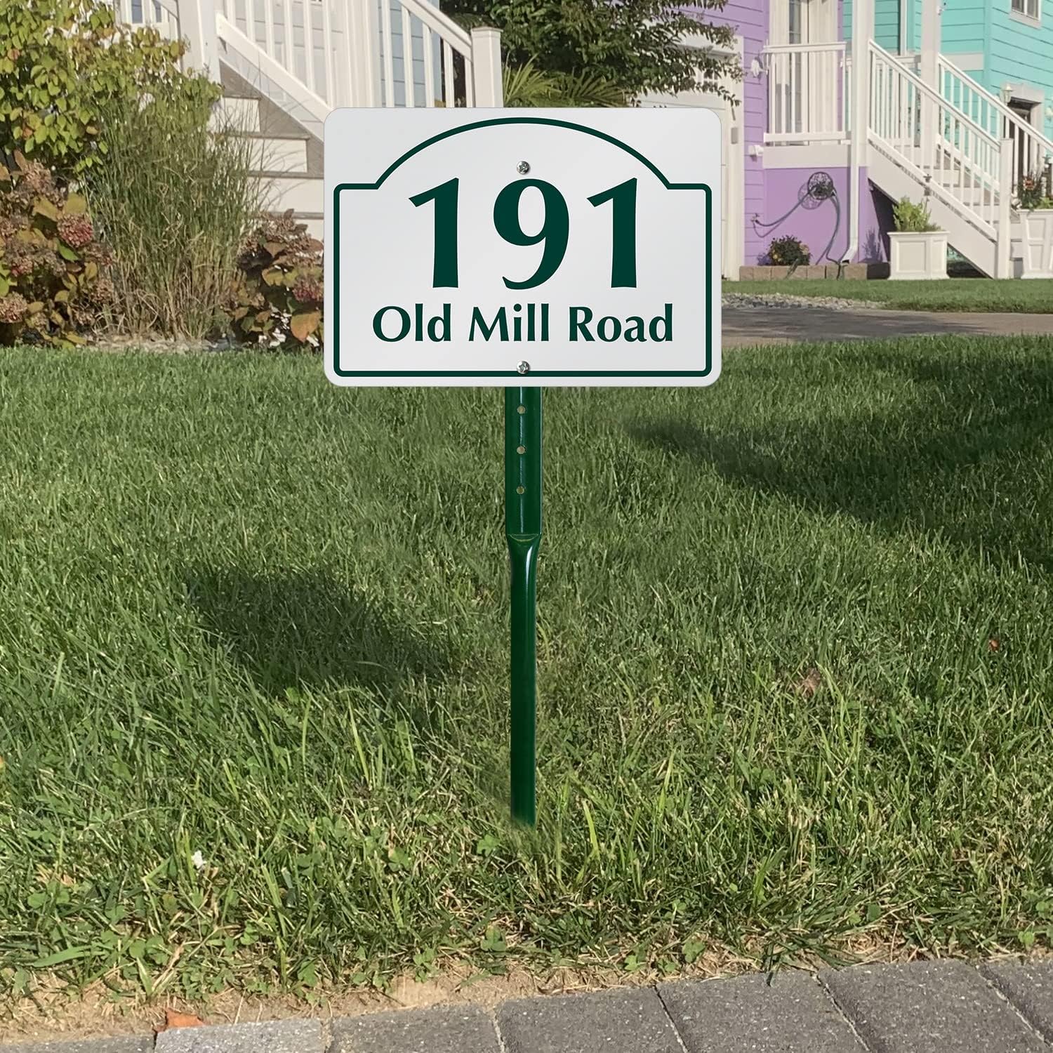 SmartSign 7 x 10 inch Custom Address Yard Sign with 18 inch Stake - Add Your House Number and Street (Dome Design), 40 mil Reflective Aluminum With UV-Proof Overcoat, Choose Color