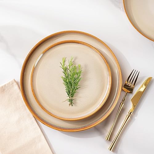 Miniatura 4 de LERATIO - Juego de 6 platos de cena de porcelana, platos de 10.5 pulgadas con esmalte reactivo, vajilla de forma moderna para cocina, aptos para