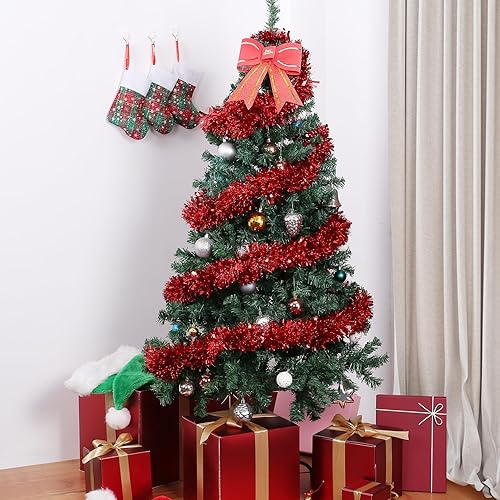 Miniatura 4 de Guirnalda de oropel de Navidad de 32.8 pies, guirnalda metálica colgante de oro brillante para decoración de árbol de Navidad, suministros de fiesta