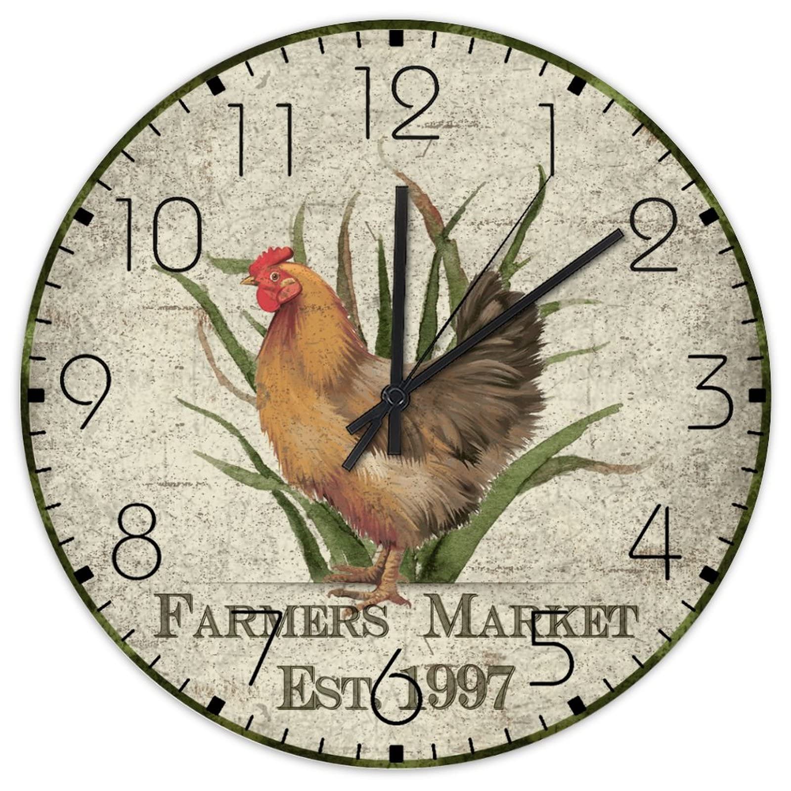 Horloge murale en bois vintage de 38cm pour déco salon ou cuisine rustique