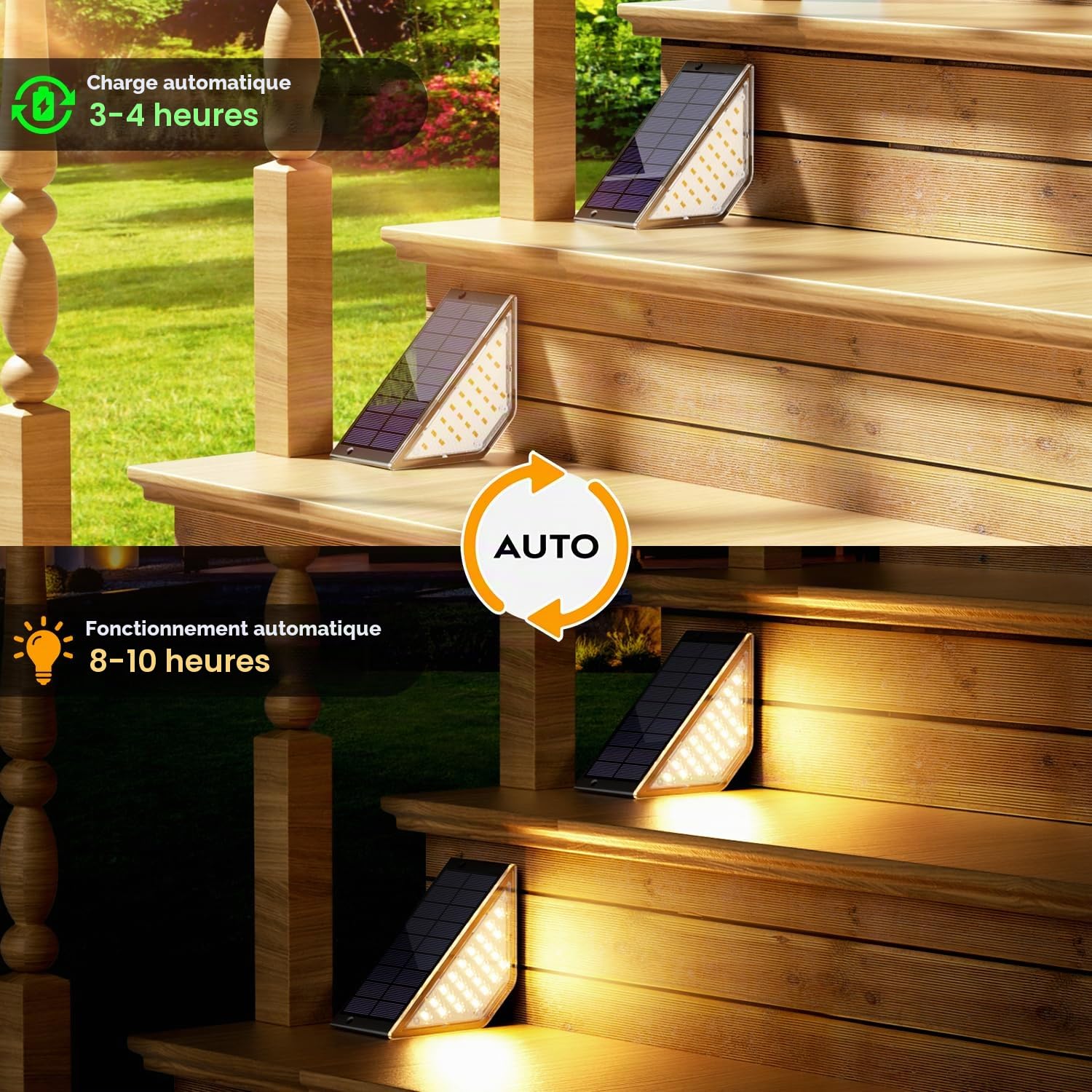 Shuniu Lot de 10 lampes solaires pour extérieur, jardin, escalier