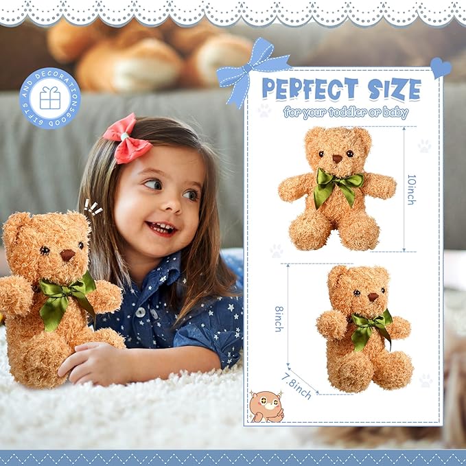 HyDren 18 Piezas Osos de Peluche 10 Pulgadas con Corbata miniatura 4