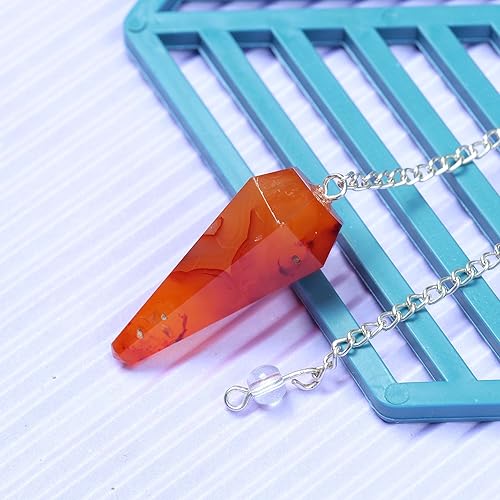 Miniatura 6 de YATSKIA Péndulo de cristal de cornalina para decoración de altar de radiestesia Reiki, péndulos de piedra de chakra, cristales de adivinación,