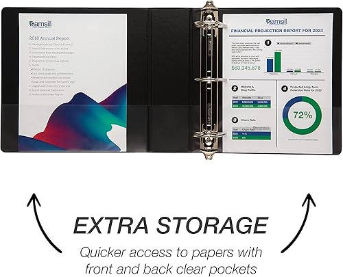 Vista 213 de Samsill Carpeta duradera de 1.5 pulgadas, fabricada en los Estados Unidos, carpeta de anillos en D, carpeta transparente personalizable, surtido