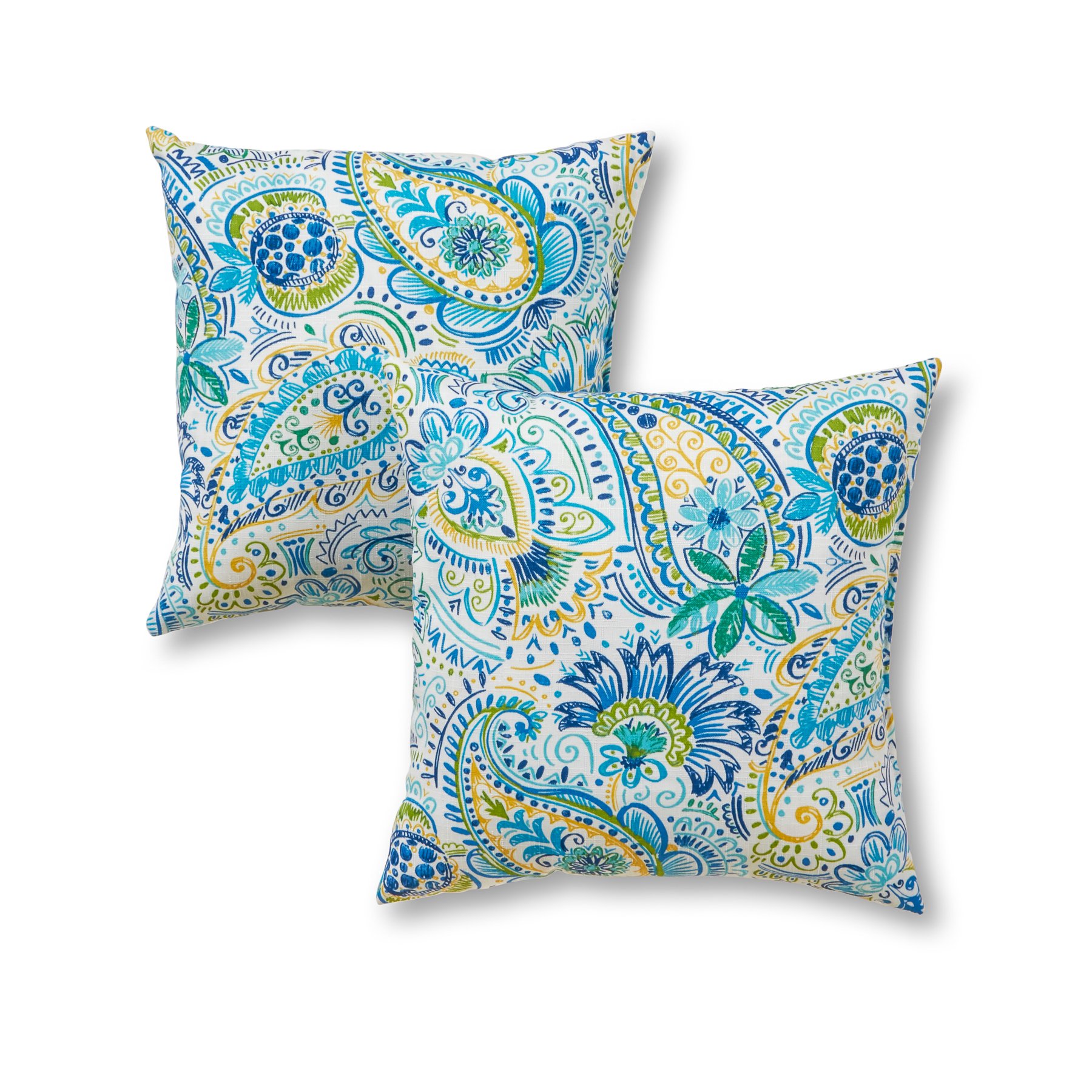 Greendale Home Fashions Outdoor 17-inch Square Decorative Throw Pillow, 2-Pack, Paisley