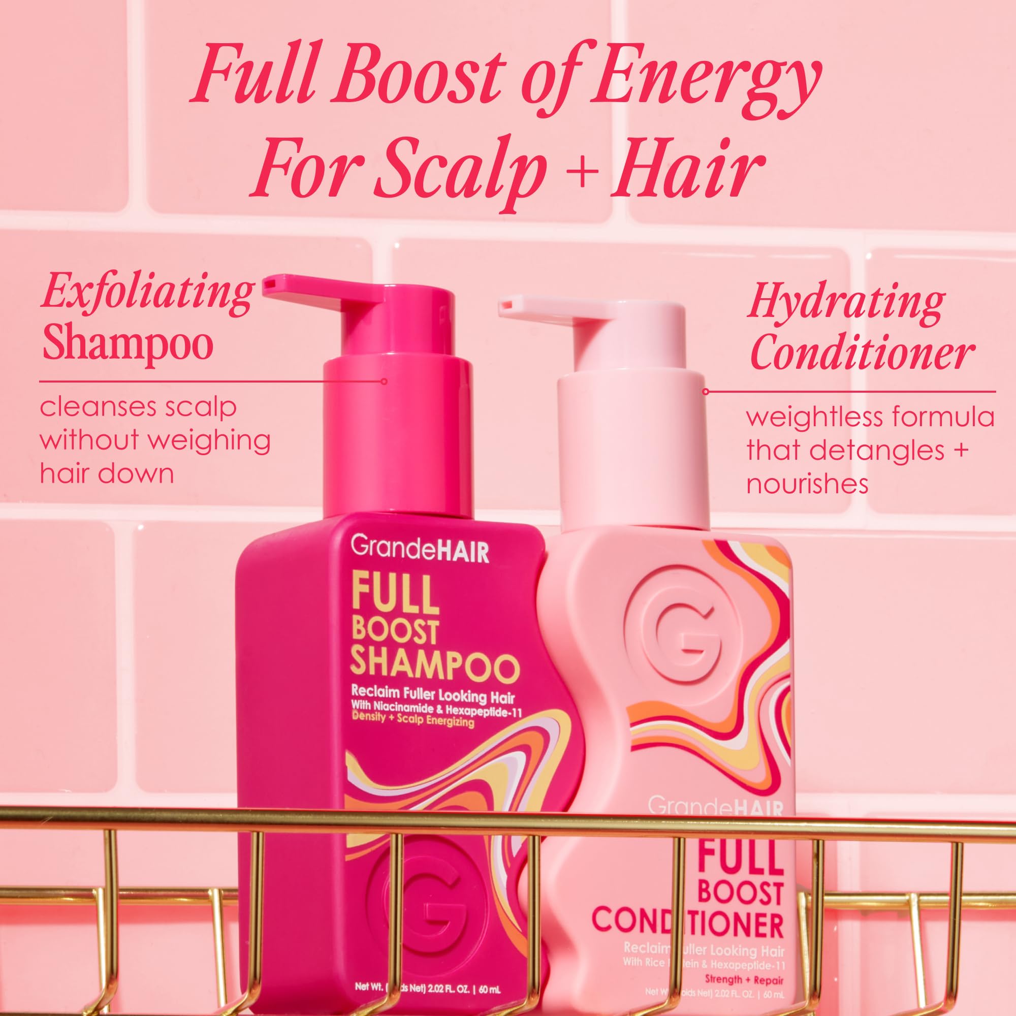 Grande Cosmetics GrandeHAIR Full Cleanse Travel Kit - Travel Size Shampoo & Conditioner - for Healthier, Fuller-Looking Hair