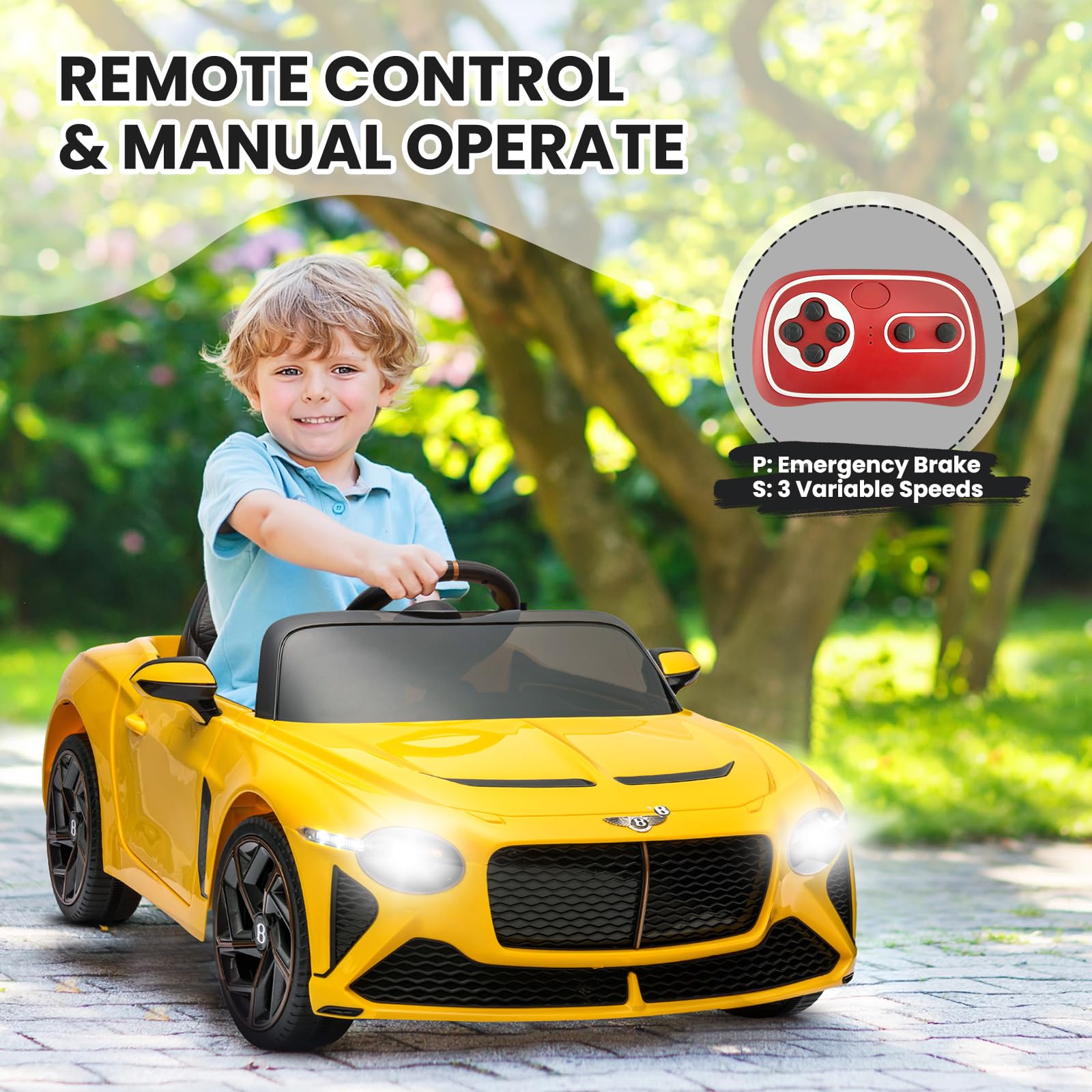 Auto Elettrica Per Bambini Bacalar 12V Con Licenza, Porte a Forbice, Sospensioni e 3 Velocità. Dotata Di Luci LED, Clacson, Lettore MP3 e Telecomando, Sicura Per Bambini 3-8 Anni.
