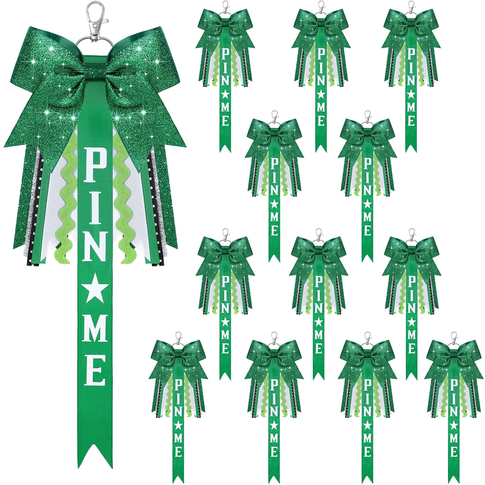 Tondiamo 12 Pcs Cheer Pin Me Ribbon Grad Glitter Cheerleader Bow Keychain Gifts for Backpack Girls 2026 Graduation