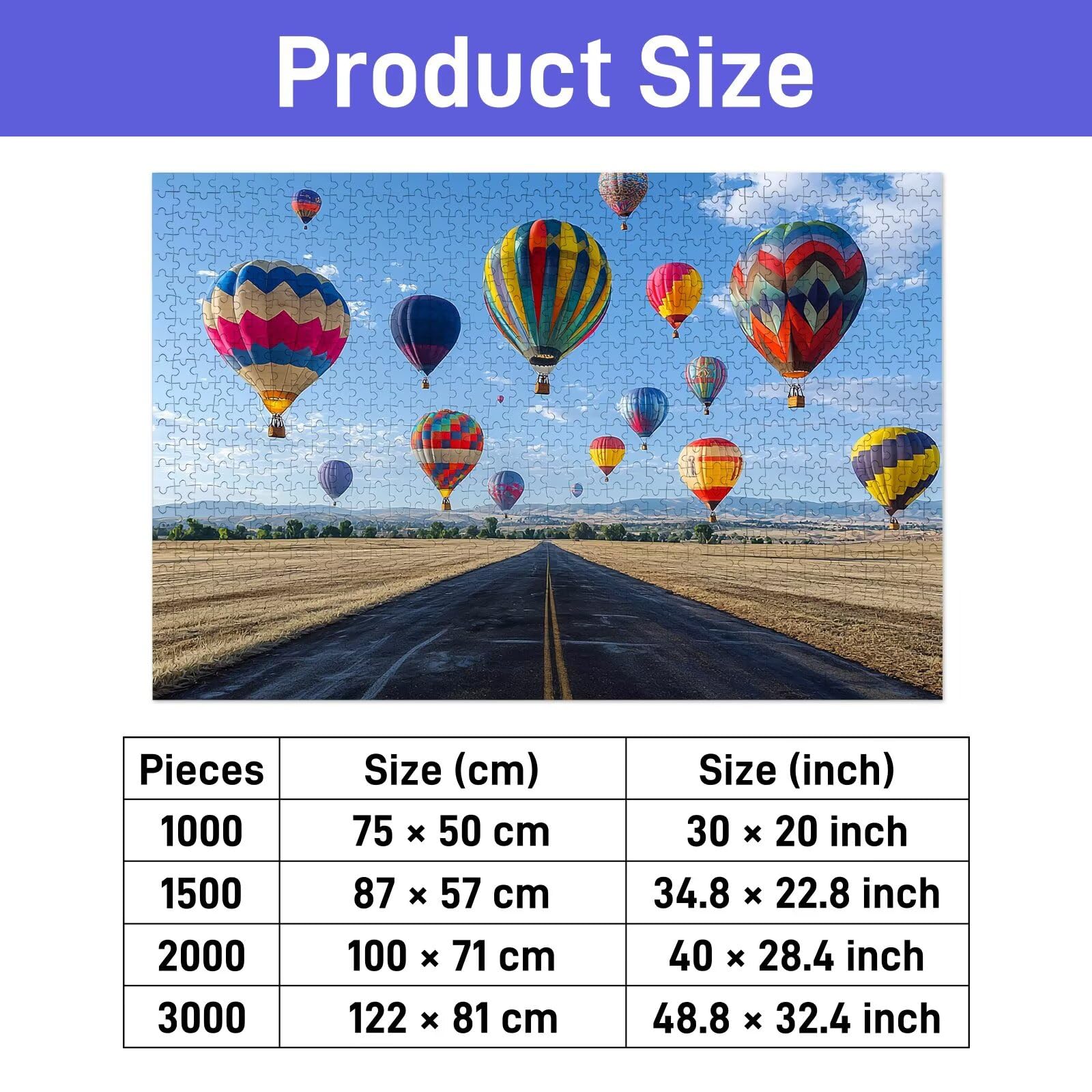 Puzzle 3000 Teile, Heißluftballon Puzzle 3000 Teile Erwachsene, Holzpuzzle Erwachsene, EIN Herausforderndes Rätsel, Puzzlespiele für Die Ganze Familie, Holzpuzzle für Deko Wohnzimmer, Geschenke, A-58