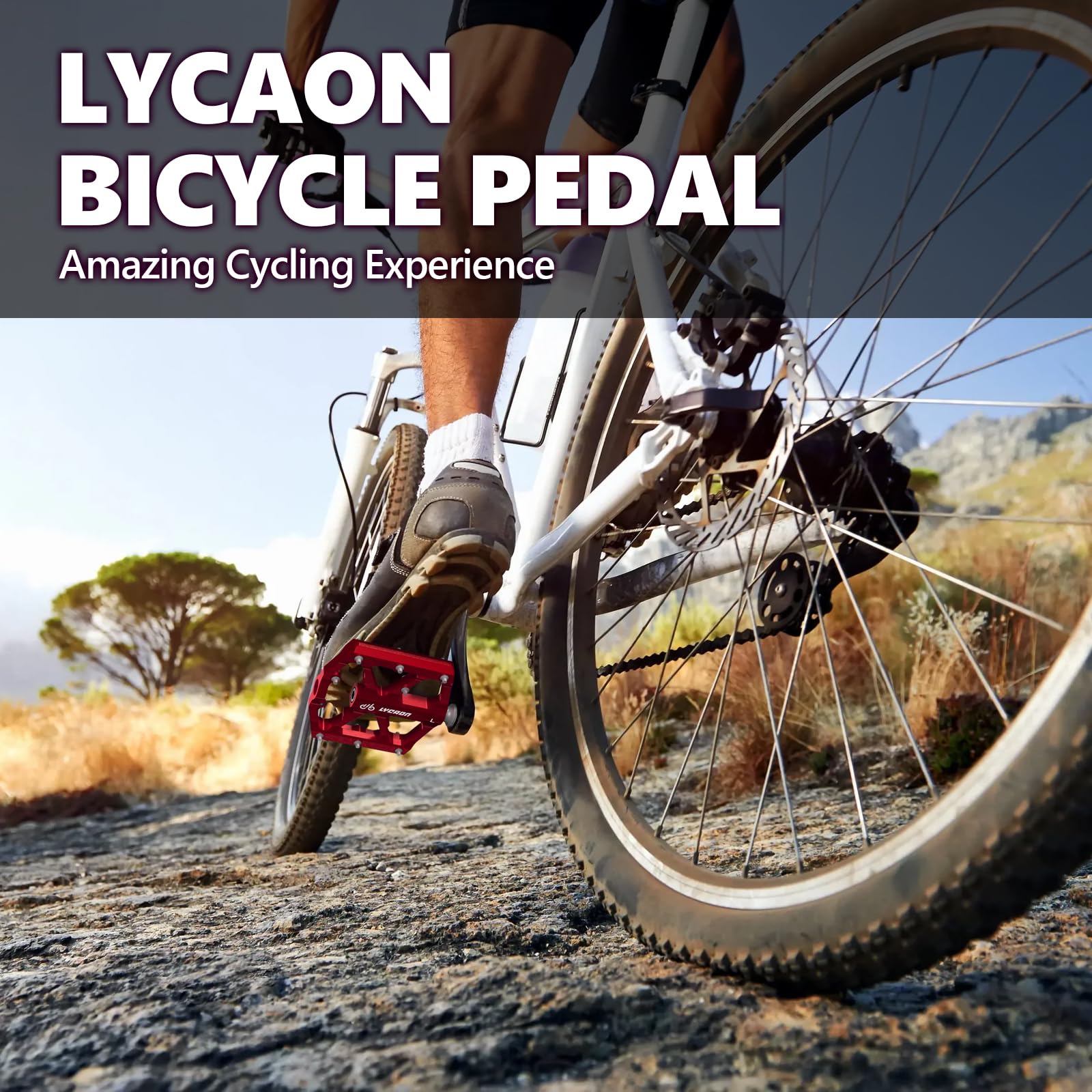 LYCAON Pedali per Bicicletta, Pedale per Bici Antiscivolo in Lega di alluminio CNC, CR-MO & Cuscinetti Pedali per BMX MTB Road Strada Mountain 9/16 Pollici