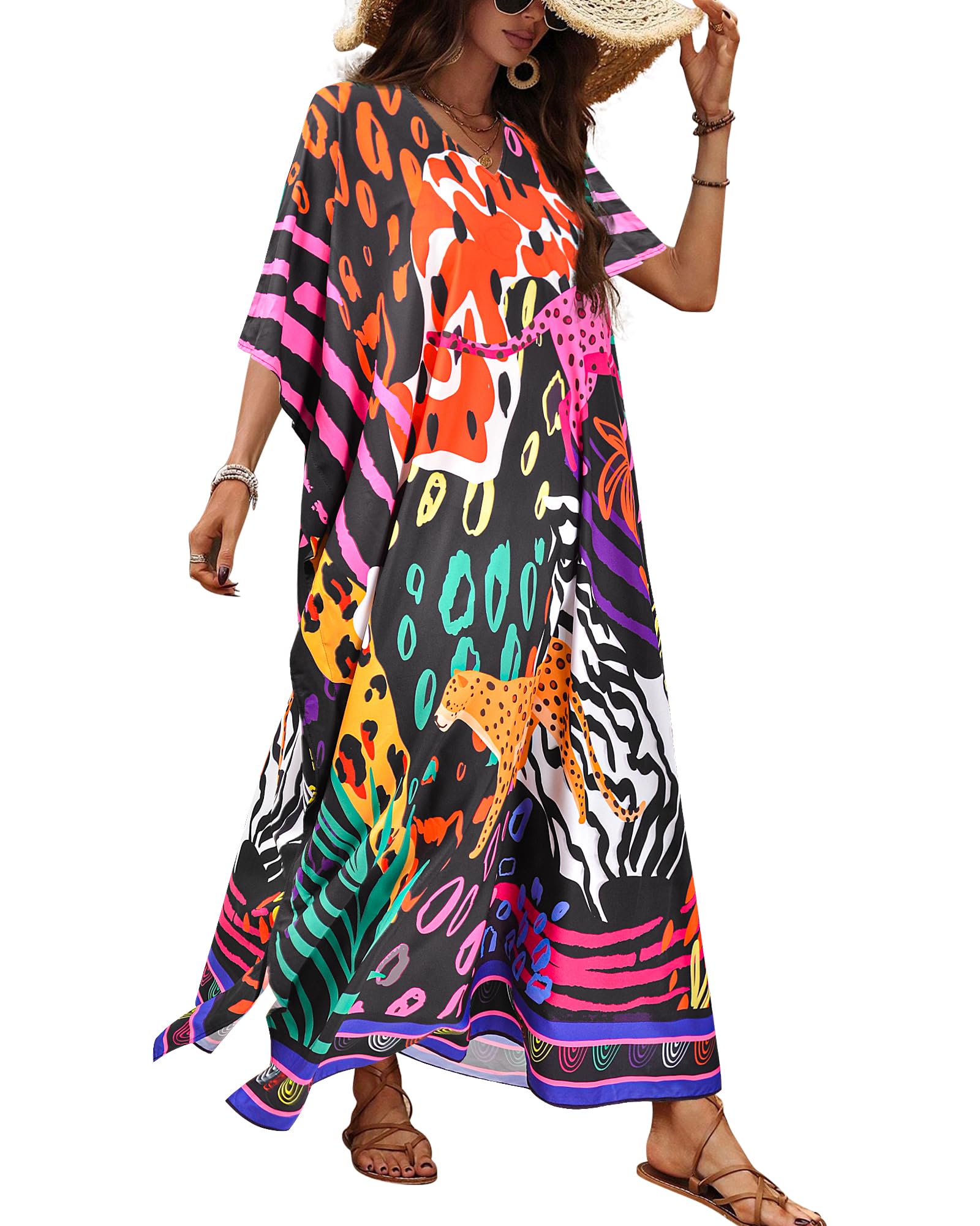 Nidoul Kaftan Dresses for Women Plus Size Bathing Suit Cover Up Long Swimsuit Coverup Swim Summer Beach Caftans